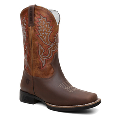 Bota Masculina Texana Bico Quadrado Bordada em Couro FB 8945 06