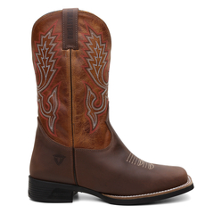 Bota Masculina Texana Bico Quadrado Bordada em Couro FB 8945 06 na internet