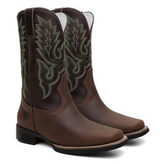 Imagem do Bota Masculina Texana Bico Quadrado Bordada em Couro FB 8945 06