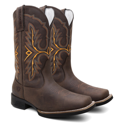 Bota Masculina Texana Bico Quadrado Bordada em Couro FB 8945 07A - comprar online