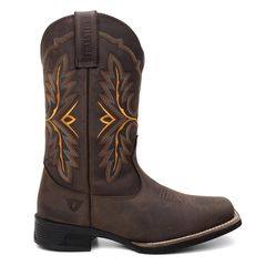 Bota Masculina Texana Bico Quadrado Bordada em Couro FB 8945 07A na internet