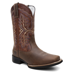 Bota Masculina Texana Bico Quadrado Bordada em Couro FB 8945 07B