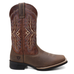 Bota Masculina Texana Bico Quadrado Bordada em Couro FB 8945 07B na internet