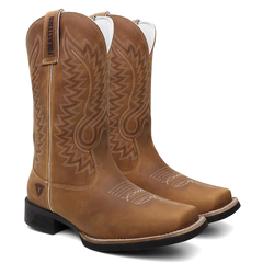 Bota Masculina Texana Bico Quadrado Bordada em Couro FB 8945 08B - comprar online