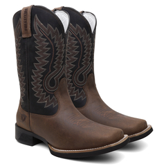 Bota Masculina Texana Bico Quadrado Bordada em Couro FB 8945 08C - comprar online