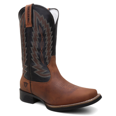 Bota Masculina Texana Bico Quadrado Bordada em Couro FB 8945 09B