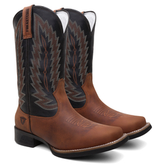 Bota Masculina Texana Bico Quadrado Bordada em Couro FB 8945 09B - comprar online