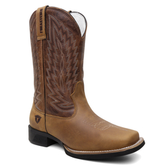 Bota Masculina Texana Bico Quadrado Bordada em Couro FB 8945 09C