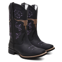 Bota Texana Feminina 100% Couro Legítimo Bordada FB 9144 02A - comprar online