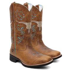 Bota Texana Feminina 100% Couro Legítimo Bordada FB 9144 02C - comprar online