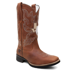 Bota Texana Feminina 100% Couro Legítimo Bordada FB 9144 03A