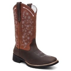 Bota Texana Feminina 100% Couro Legítimo Bordada FB 9144 04A