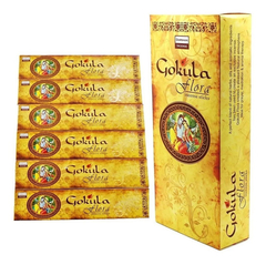 Gokula Flora incense box with 6 packages of 14 sticks or wands