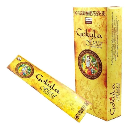 Gokula Flora incense box with 6 packages of 14 sticks or wands