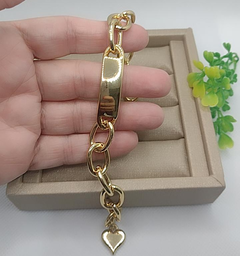 Pulseira corrente dourada com chapa lisa na internet