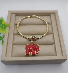 Pulseira ondulada com pingente elefante