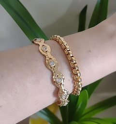 Pulseira bracelete com detalhes em strass - Débora Pinheiro acessórios