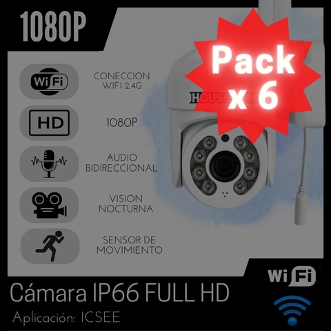 Pack de 6 Cámaras de Seguridad Inalámbricas 360° HD 1080P Descuent