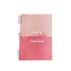 Cuaderno A4 "Todo es posible para Dios" - Rosa - comprar online