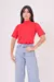 T-Shirt Gola Alta - Vermelho Mandarim - Moça Bonita - Moda Feminina e Evangélica