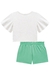 Conjunto de Blusa Boxy em Cotton Linho e Short Saia em Molevisco 74166 Kukiê - CARACOL KIDS