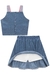 Conjunto de Blusa Cropped e Saia em Jeans Liz 73896 - CARACOL KIDS