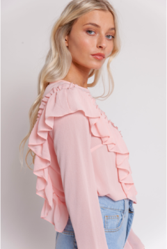 Blusa rosa volados - comprar online