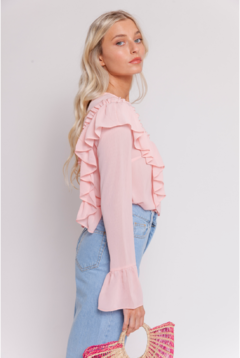 Blusa rosa volados - tienda online