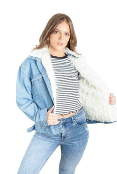 Campera jean piel blanca