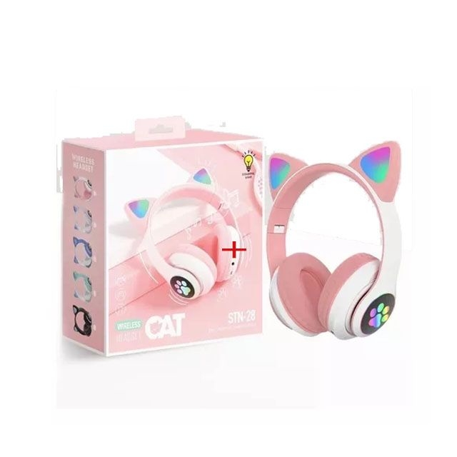 Headset Orelha De Gatinho Fone De Ouvido (Rosa)