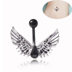 Piercing ombligo gota negra con alas - Sweet & Scary