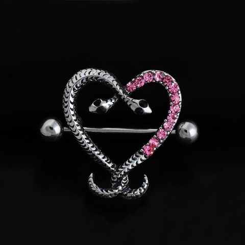 Piercing Pezón Nipple Corazón Diablito Multicolor