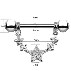 Imagen de Piercing pezón de estrellas y pedrería