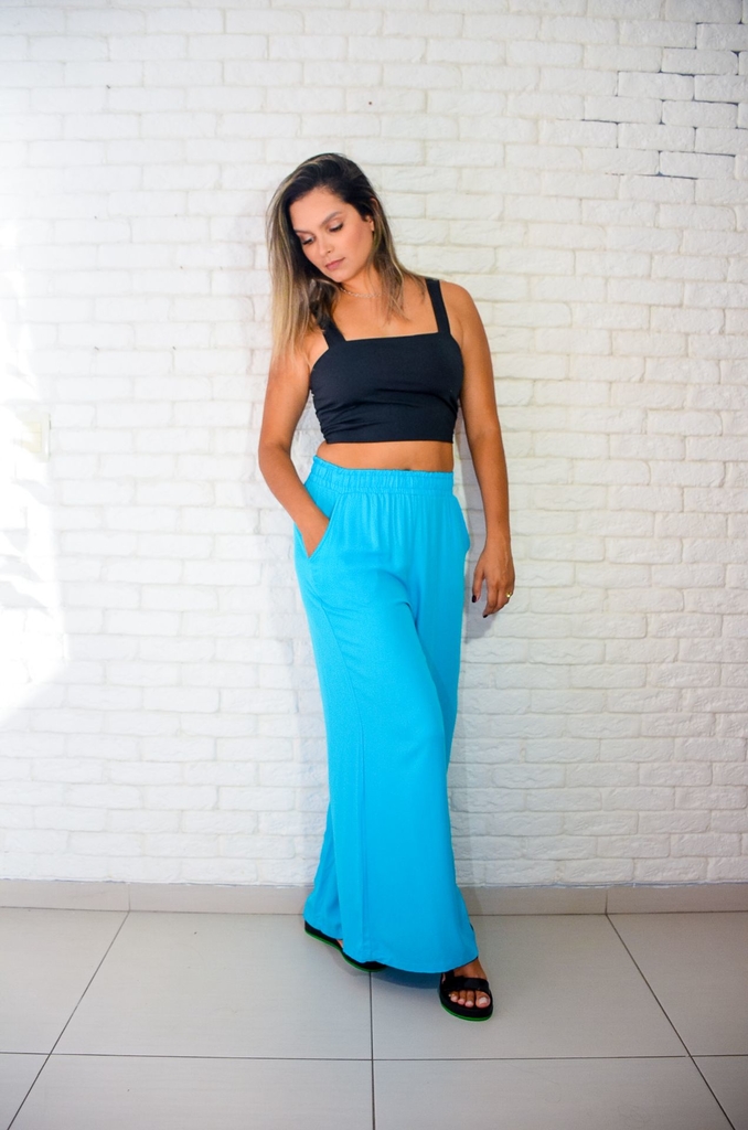 Calça deals pantalona azul