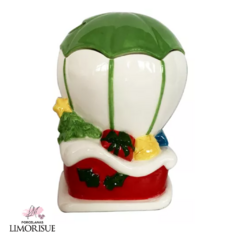 Pote De Natal Bomboniere Balao 15cm Cerâmica - Limorisue Porcelanas