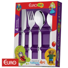 Jogo de talhares infantil 4 Peças fabricado em inox, Euro Home. - Limorisue Porcelanas