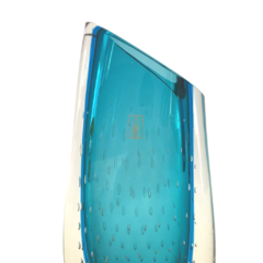 Vaso de Cristal Murano São Marcos com Bolhas Azul ,34cm. na internet