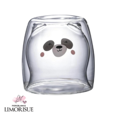 Copo de Borossilicato com Parede Dupla Urso Panda Transparente 250 ml.