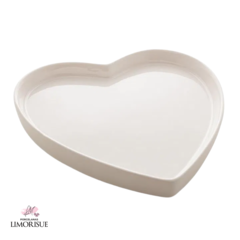 Porta Anéis de Cerâmica Heart Branco 9cm x 8,5cm x 1,5cm