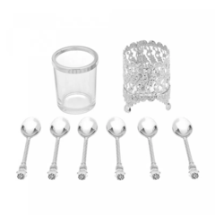 Conjunto 6 Colheres de Zamac com Suporte Niquelado Crystal 14cm - comprar online