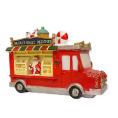 Cenário Natalino candy truck com movimento e led 25cm - Limorisue Porcelanas