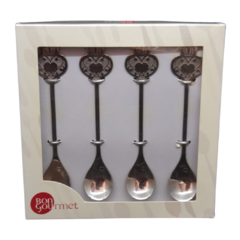 Conjunto 4 Garfos de Bolo de Aço Inox Key Prata - Bom Gourmet. na internet