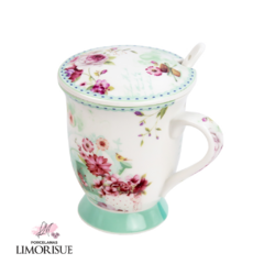 Caneca de Porcelana com Infusor Tiffany 300ml.