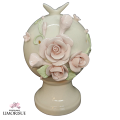 Luminária de Porcelana Rosa 18cm .