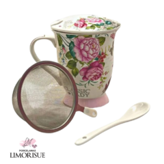 Caneca de Porcelana com Infusor Rosas 300ml. - comprar online