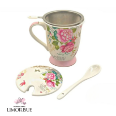 Caneca de Porcelana com Infusor Rosas 300ml. na internet