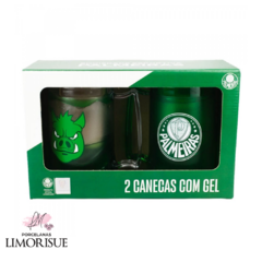 Jg 2 Canecas Gel Isolante Térmico 400ml - Palmeiras.Produto licenciado por Mileno Comercial Ltda.