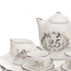 Miniatura Conjunto De Café 10cm Bodas De Prata 25 Anos. - comprar online