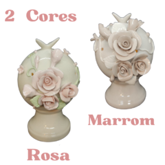 Luminária de porcelana 14cm.Rosa ou Marrom . - comprar online