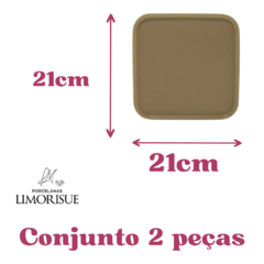 Conjunto 2 Pratos de Porcelana Nórdica Cinza Matt 21cm x 21cm x 2cm - Wolff - loja online